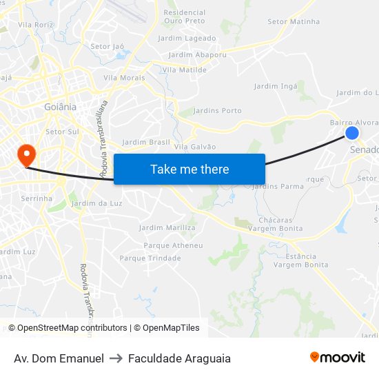 Av. Dom Emanuel to Faculdade Araguaia map