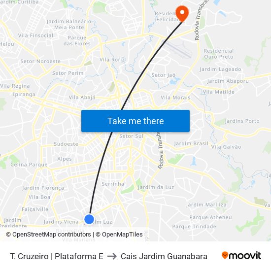 T. Cruzeiro | Plataforma E to Cais Jardim Guanabara map