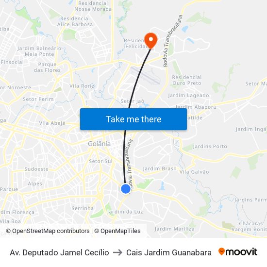 Av. Deputado Jamel Cecílio to Cais Jardim Guanabara map