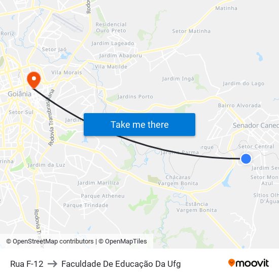 Rua F-12 to Faculdade De Educação Da Ufg map