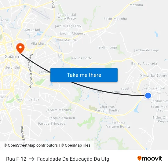 Rua F-12 to Faculdade De Educação Da Ufg map