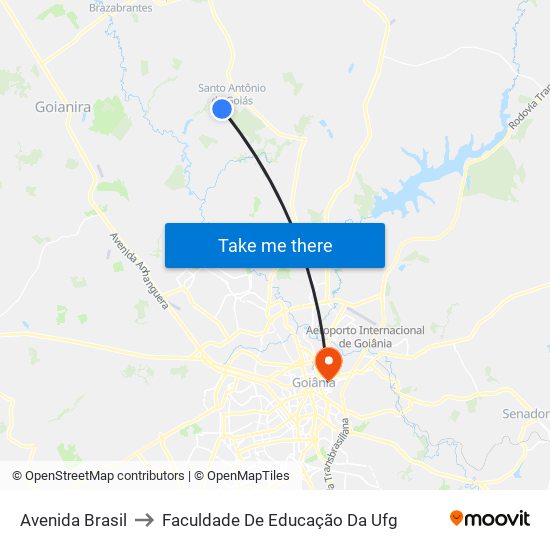 Avenida Brasil to Faculdade De Educação Da Ufg map