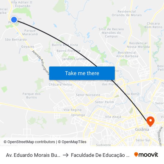 Av. Eduardo Morais Bufaiçal to Faculdade De Educação Da Ufg map