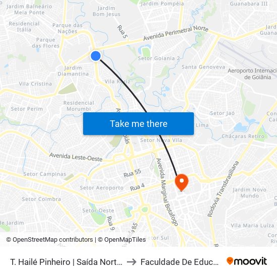 T. Hailé Pinheiro | Saída Norte Convencional to Faculdade De Educação Da Ufg map
