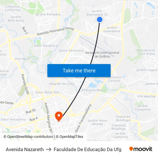 Avenida Nazareth to Faculdade De Educação Da Ufg map