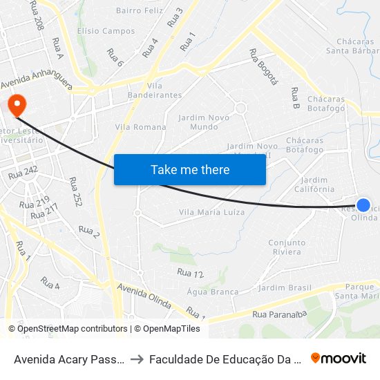 Avenida Acary Passos to Faculdade De Educação Da Ufg map