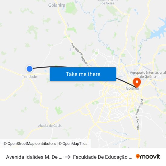 Avenida Idalides M. De Jesus to Faculdade De Educação Da Ufg map