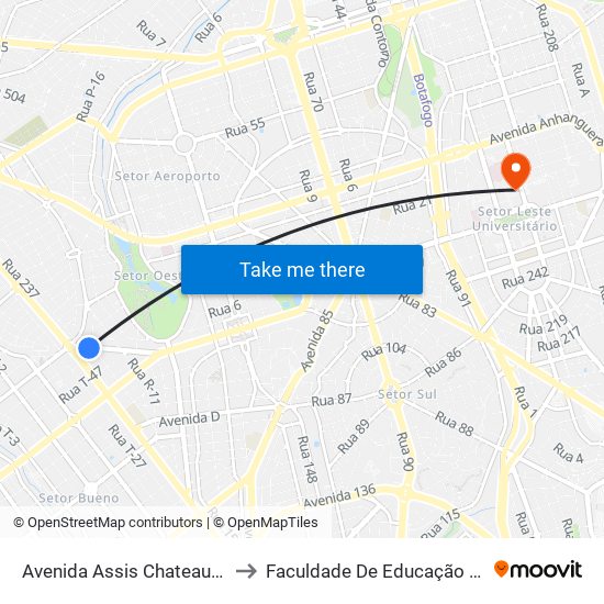 Avenida Assis Chateaubriand to Faculdade De Educação Da Ufg map