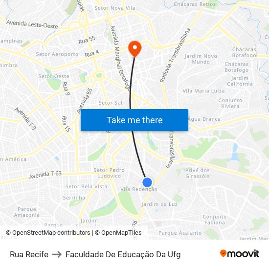 Rua Recife to Faculdade De Educação Da Ufg map