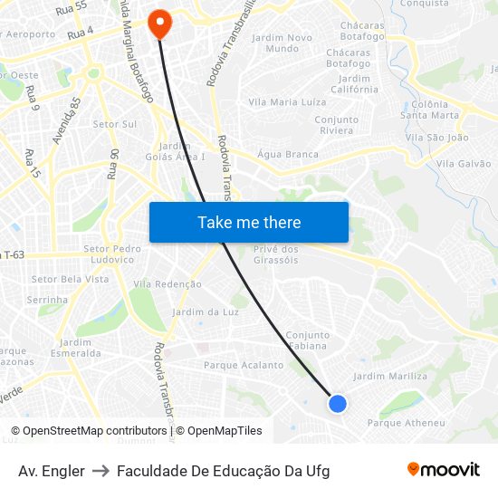 Av. Engler to Faculdade De Educação Da Ufg map