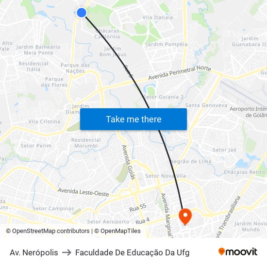 Av. Nerópolis to Faculdade De Educação Da Ufg map