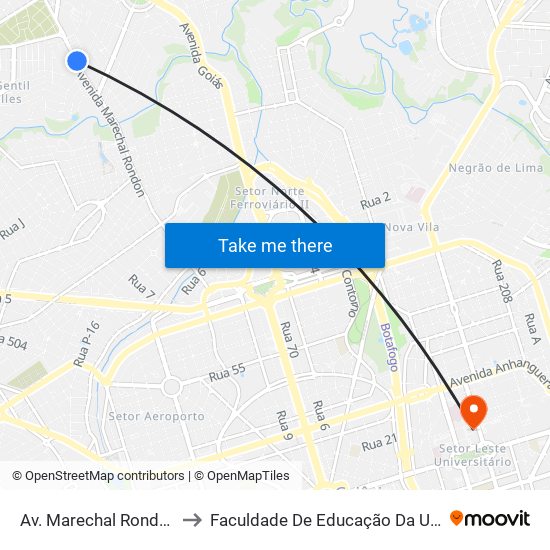 Av. Marechal Rondon to Faculdade De Educação Da Ufg map