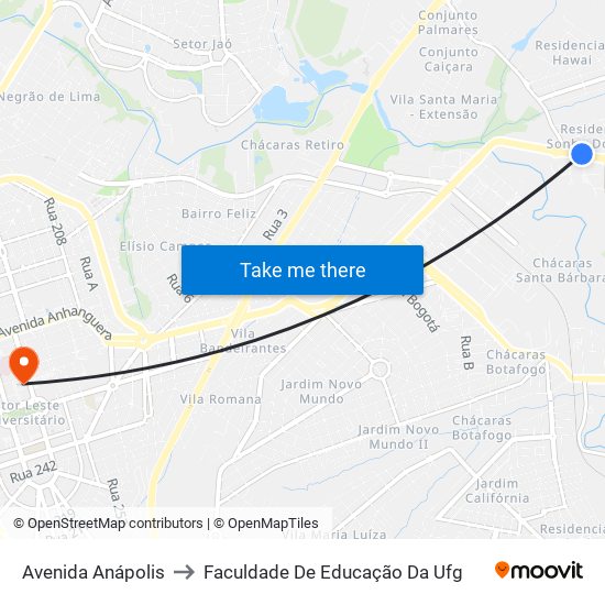 Avenida Anápolis to Faculdade De Educação Da Ufg map