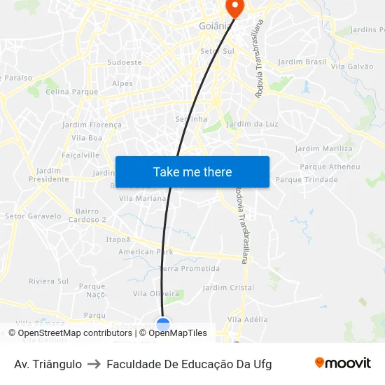 Av. Triângulo to Faculdade De Educação Da Ufg map