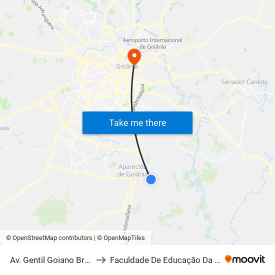 Av. Gentil Goiano Brasil to Faculdade De Educação Da Ufg map