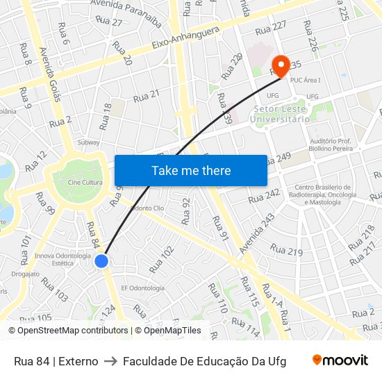 Rua 84 | Externo to Faculdade De Educação Da Ufg map