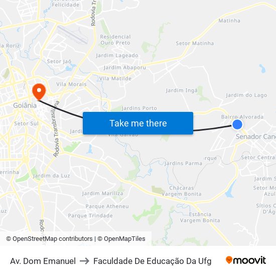 Av. Dom Emanuel to Faculdade De Educação Da Ufg map