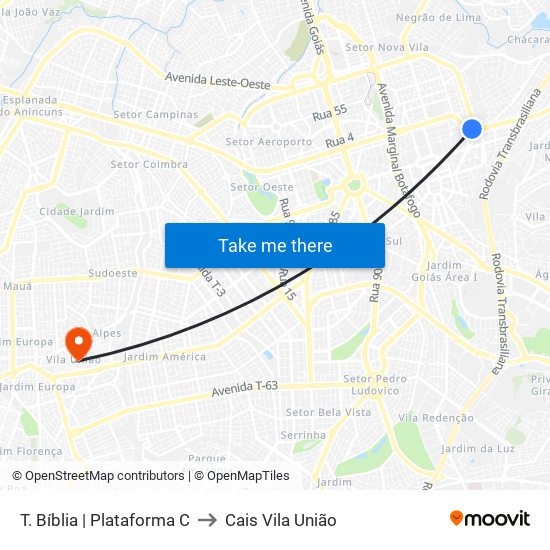 T. Bíblia | Plataforma C to Cais Vila União map