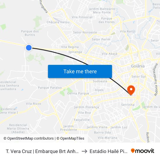 T. Vera Cruz | Embarque Brt Anhanguera | Sentido: Pe. Pelágio to Estádio Hailé Pinheiro (Serrinha) map