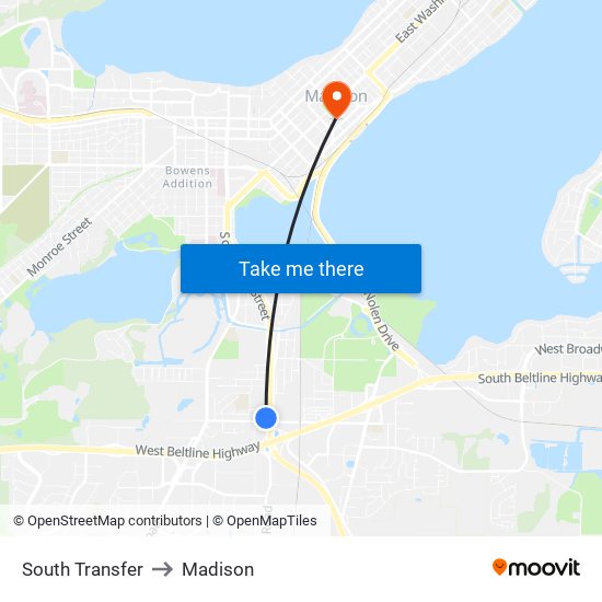 South Transfer to Madison map