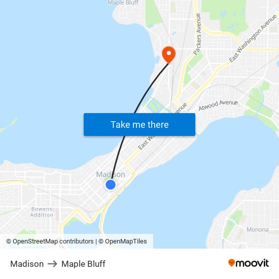 Madison to Maple Bluff map