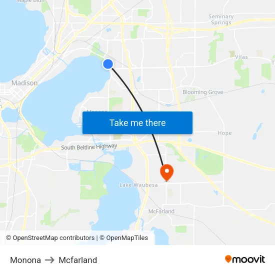 Monona to Mcfarland map