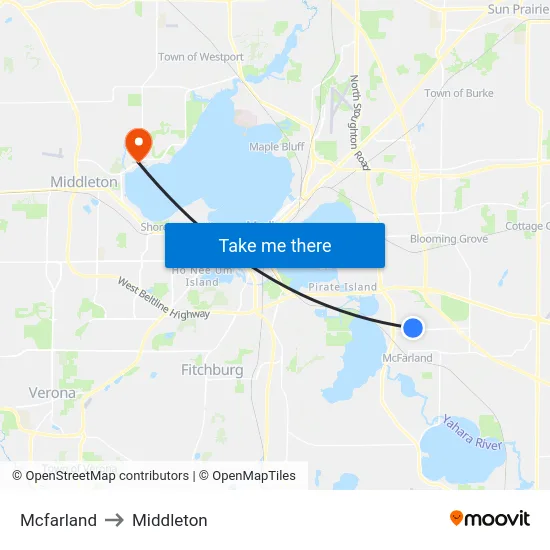 Mcfarland to Middleton map