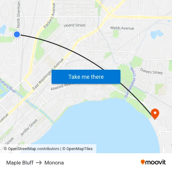 Maple Bluff to Monona map