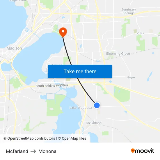 Mcfarland to Monona map