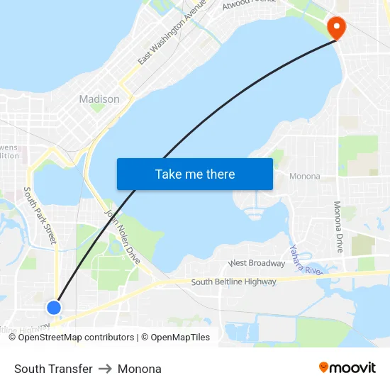 South Transfer to Monona map