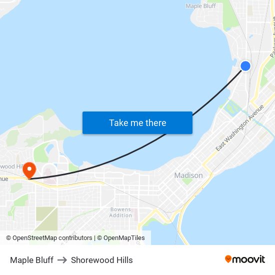 Maple Bluff to Shorewood Hills map