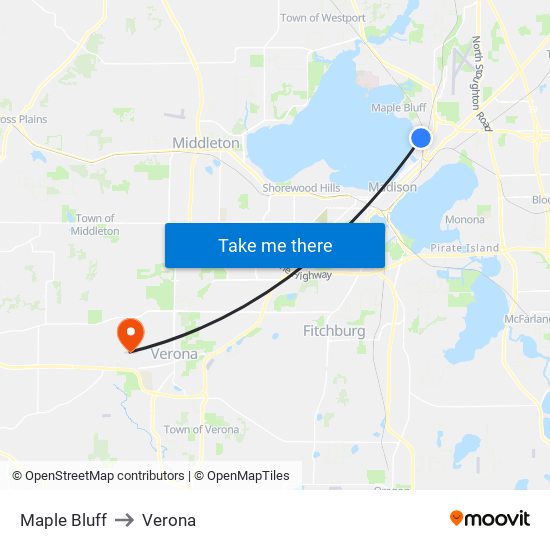 Maple Bluff to Verona map