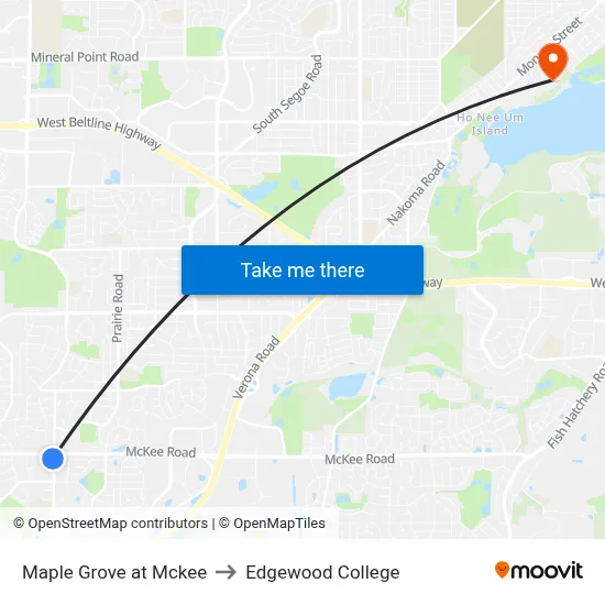 Maple Grove at Mckee to Edgewood College map