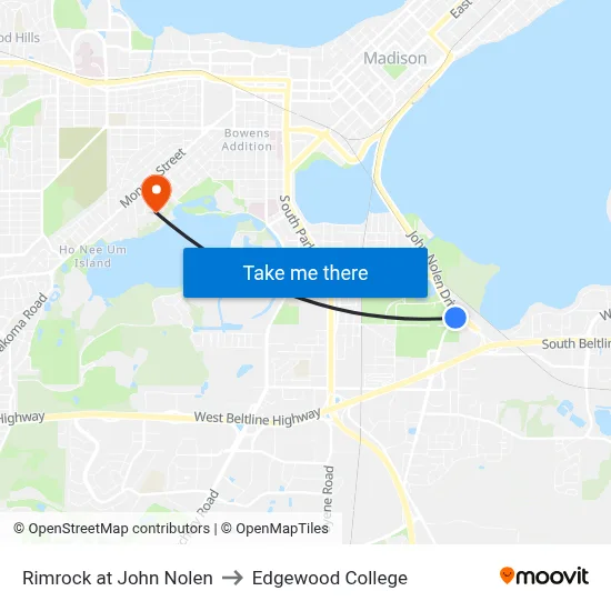 Rimrock at John Nolen to Edgewood College map