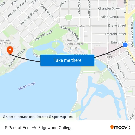 S Park at Erin to Edgewood College map