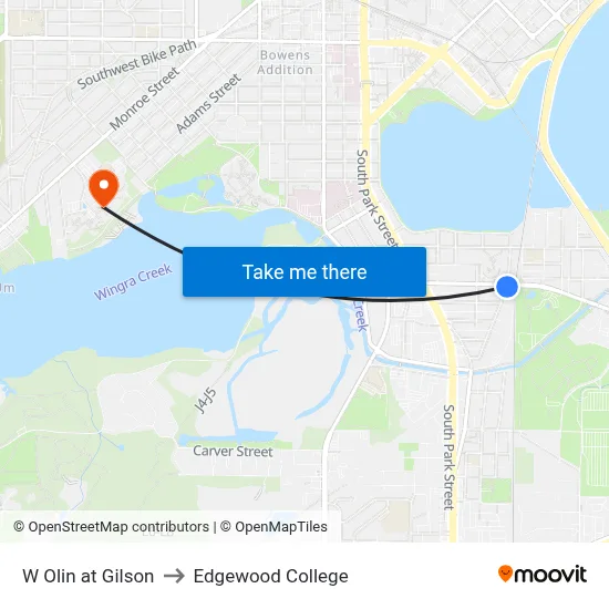 W Olin at Gilson to Edgewood College map