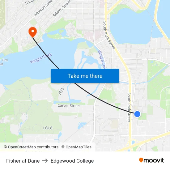 Fisher at Dane to Edgewood College map