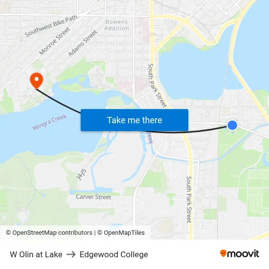 W Olin at Lake to Edgewood College map