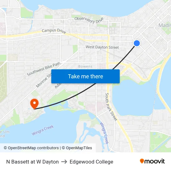N Bassett at W Dayton to Edgewood College map