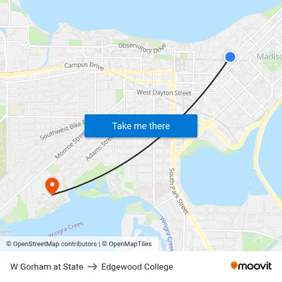 W Gorham at State to Edgewood College map