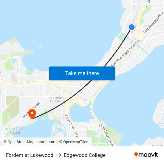 Fordem at Lakewood to Edgewood College map