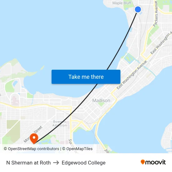 N Sherman at Roth to Edgewood College map