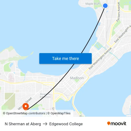 N Sherman at Aberg to Edgewood College map