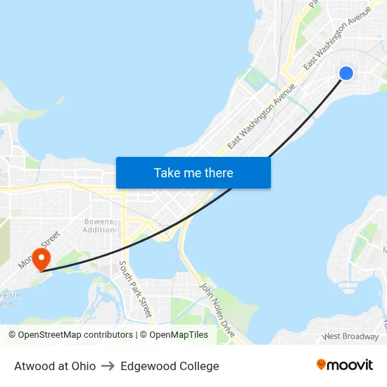 Atwood at Ohio to Edgewood College map