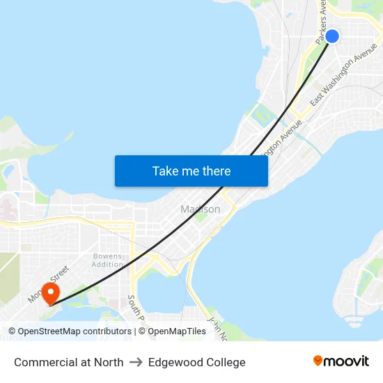 Commercial at North to Edgewood College map