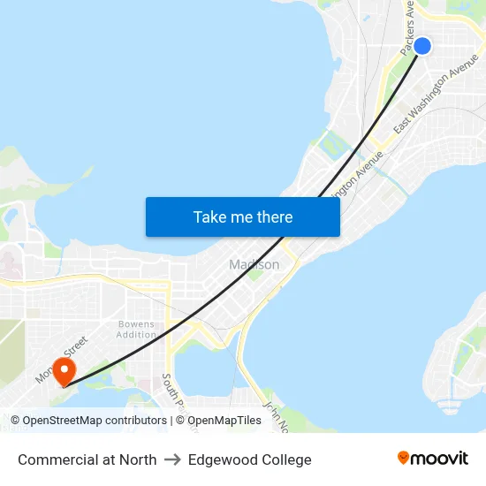 Commercial at North to Edgewood College map