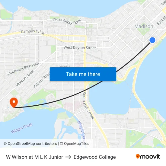 W Wilson at M L K Junior to Edgewood College map