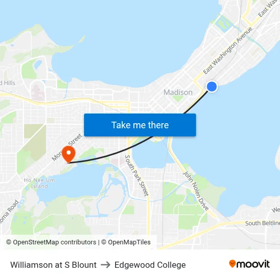Williamson at S Blount to Edgewood College map