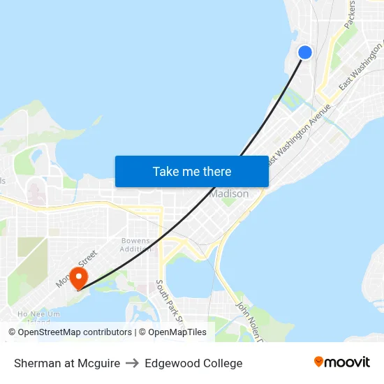 Sherman at Mcguire to Edgewood College map