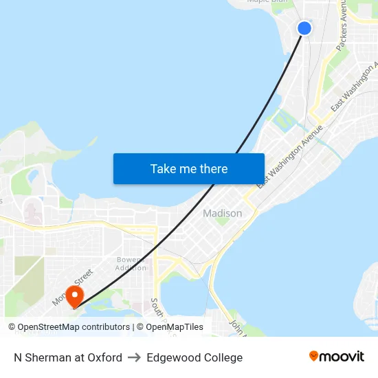 N Sherman at Oxford to Edgewood College map